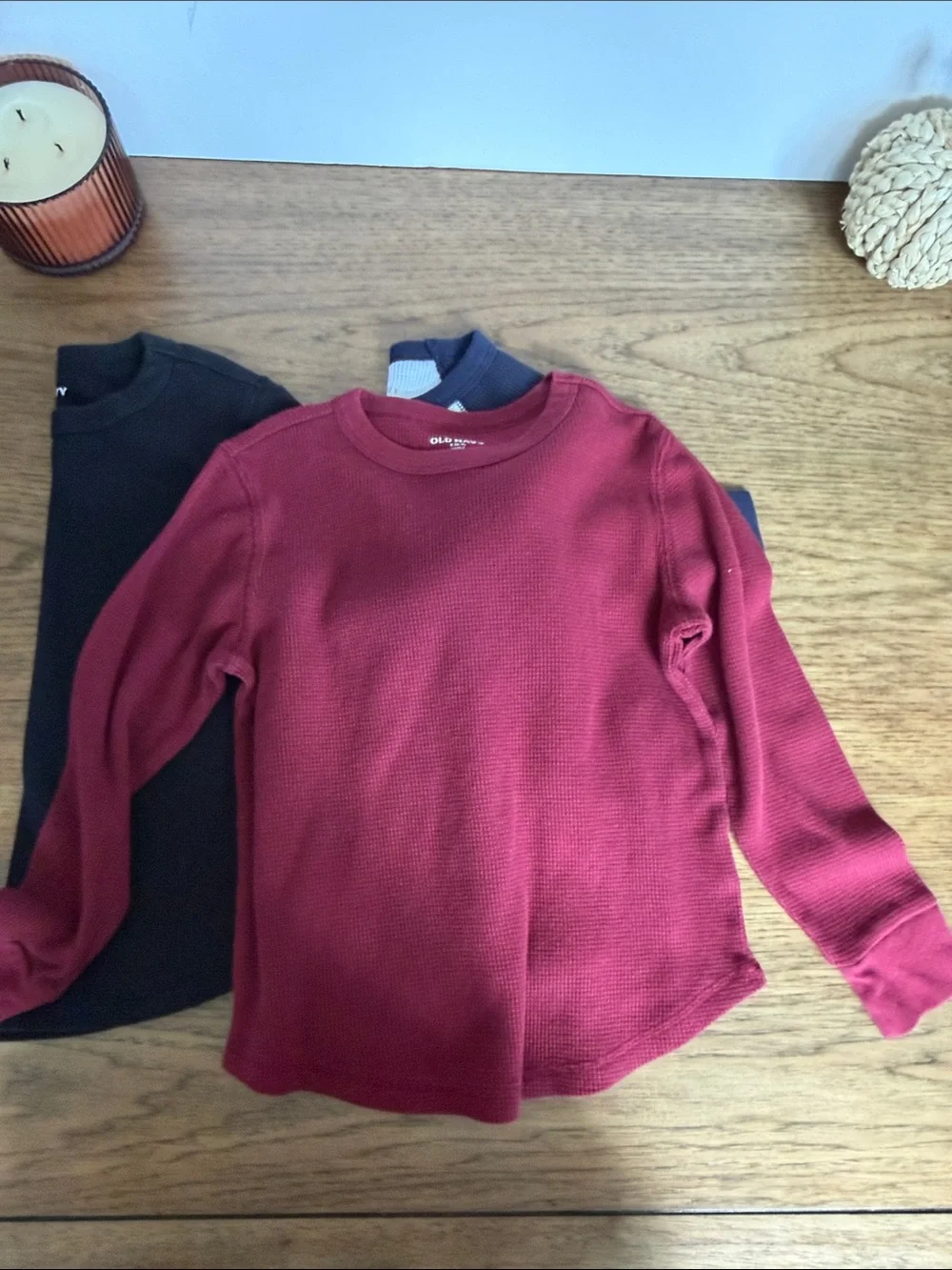 Old Navy Kids Long Sleeve Thermal Tees - Black, Burgundy, White, Gray, Navy